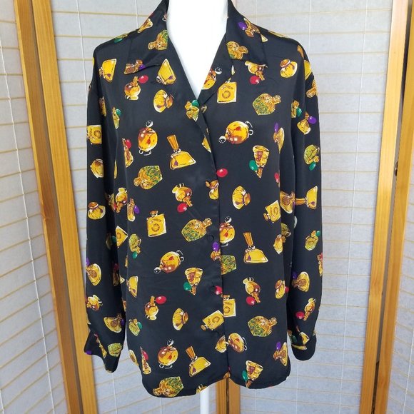 Laura & Jayne Tops Laura Jayne Collection Silky Black Button Front